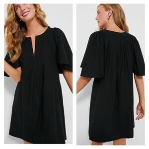 Tuckernuck Pomander Place Womens Finley Flutter Sleeve Dress Size L Black Cotton